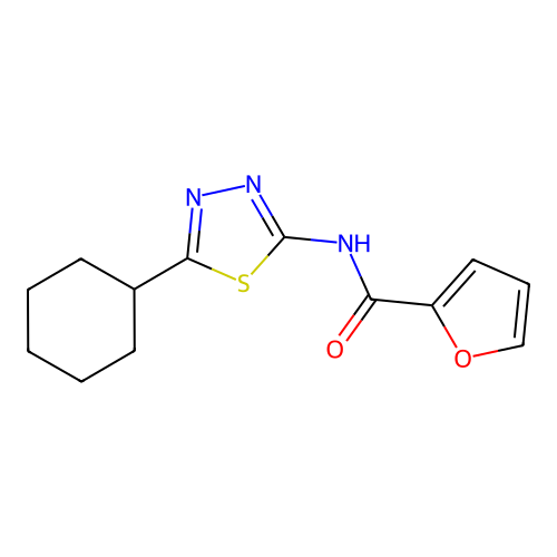 N-(5-cyclohexyl-1,3,4-thiadiazol-2-yl)-2-furancarboxamide structure