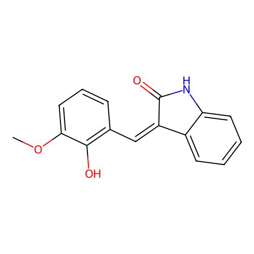 (3Z)-3-[(2-hydroxy-3-methoxyphenyl)methylidene]-1H-indol-2-one structure
