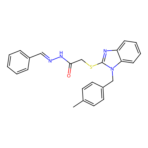 N'-Benzylidene-2-((1-(4-methylbenzyl)-1H-benzimidazol-2-YL)thio)acetohydrazide structure