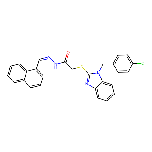 2-{[1-(4-chlorobenzyl)-1H-benzimidazol-2-yl]thio}-N'-[(E)-1-naphthylmethylidene]acetohydrazide structure