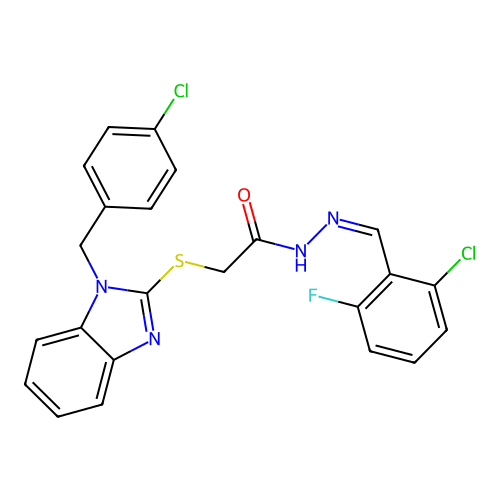 2-{[1-(4-chlorobenzyl)-1H-benzimidazol-2-yl]sulfanyl}-N'-[(E)-(2-chloro-6-fluorophenyl)methylidene]acetohydrazide structure