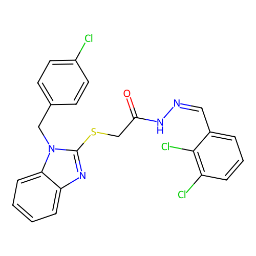2-{[1-(4-chlorobenzyl)-1H-benzimidazol-2-yl]sulfanyl}-N'-[(E)-(2,3-dichlorophenyl)methylidene]acetohydrazide structure