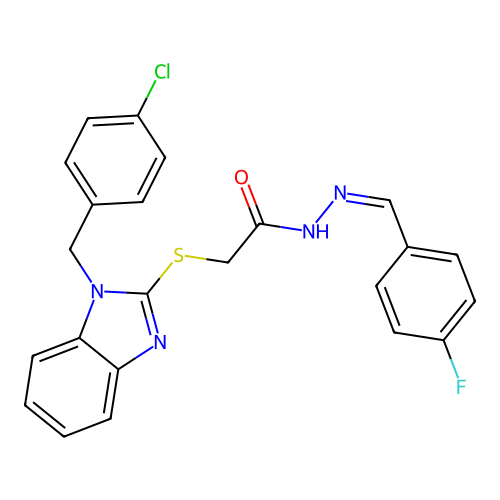 2-{[1-(4-chlorobenzyl)-1H-benzimidazol-2-yl]sulfanyl}-N'-[(E)-(4-fluorophenyl)methylidene]acetohydrazide structure