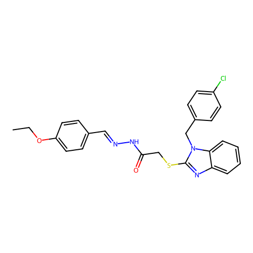 2-{[1-(4-chlorobenzyl)-1H-benzimidazol-2-yl]sulfanyl}-N'-[(E)-(4-ethoxyphenyl)methylidene]acetohydrazide structure