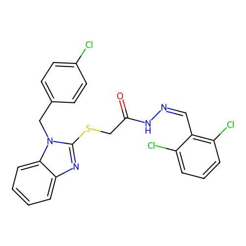 2-{[1-(4-chlorobenzyl)-1H-benzimidazol-2-yl]sulfanyl}-N'-[(E)-(2,6-dichlorophenyl)methylidene]acetohydrazide structure