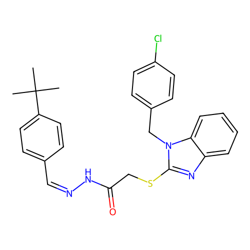 N'-[(E)-(4-tert-butylphenyl)methylidene]-2-{[1-(4-chlorobenzyl)-1H-benzimidazol-2-yl]sulfanyl}acetohydrazide structure