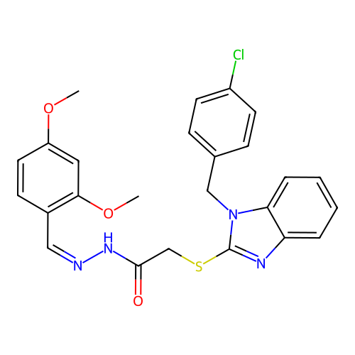 2-{[1-(4-chlorobenzyl)-1H-benzimidazol-2-yl]thio}-N'-[(E)-(2,4-dimethoxyphenyl)methylidene]acetohydrazide structure