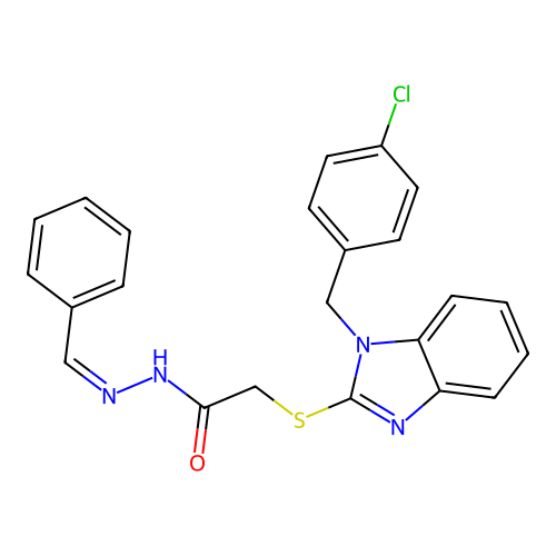 N'-Benzylidene-2-((1-(4-chlorobenzyl)-1H-benzimidazol-2-YL)thio)acetohydrazide structure