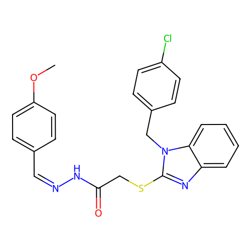 2-{[1-(4-chlorobenzyl)-1H-benzimidazol-2-yl]sulfanyl}-N'-[(E)-(4-methoxyphenyl)methylidene]acetohydrazide structure