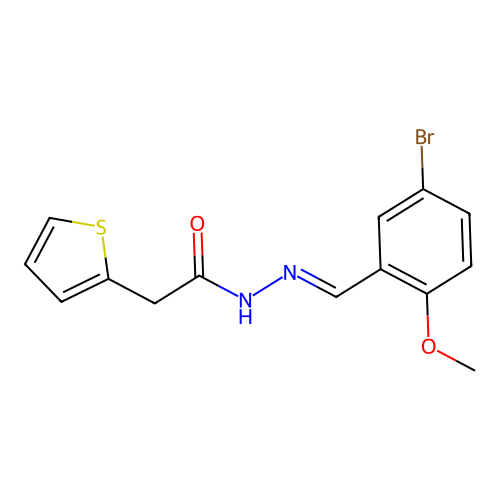 N'-[(E)-(5-bromo-2-methoxyphenyl)methylidene]-2-(thiophen-2-yl)acetohydrazide structure