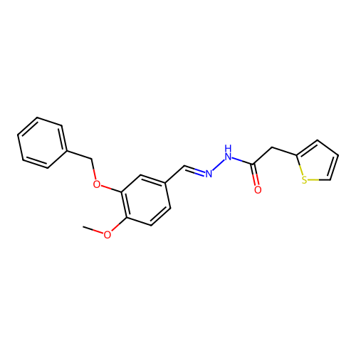(E)-N'-(3-(benzyloxy)-4-methoxybenzylidene)-2-(thiophen-2-yl)acetohydrazide structure