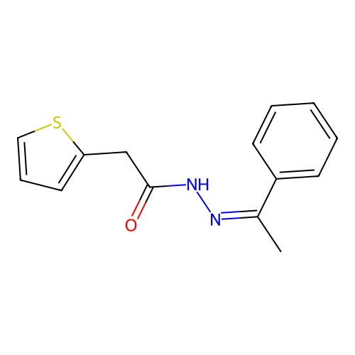 (Z)-N'-(1-phenylethylidene)-2-(thiophen-2-yl)acetohydrazide structure