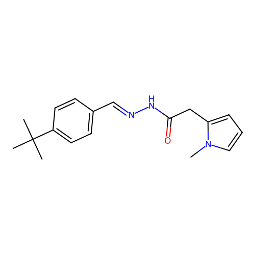 N-[(E)-(4-tert-butylphenyl)methylideneamino]-2-(1-methylpyrrol-2-yl)acetamide structure