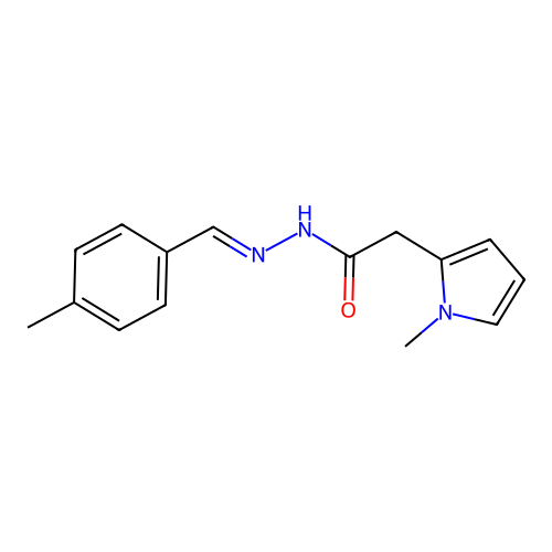 N-[(E)-(4-methylphenyl)methylideneamino]-2-(1-methylpyrrol-2-yl)acetamide structure