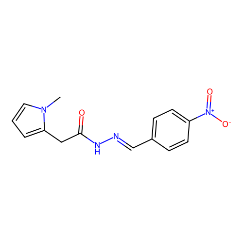 2-(1-methylpyrrol-2-yl)-N-[(E)-(4-nitrophenyl)methylideneamino]acetamide structure