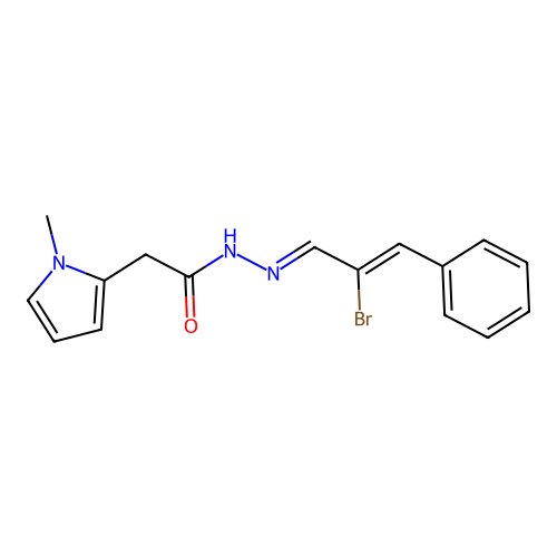 N'-(2-Bromo-3-phenyl-2-propenylidene)-2-(1-methyl-1H-pyrrol-2-YL)acetohydrazide structure