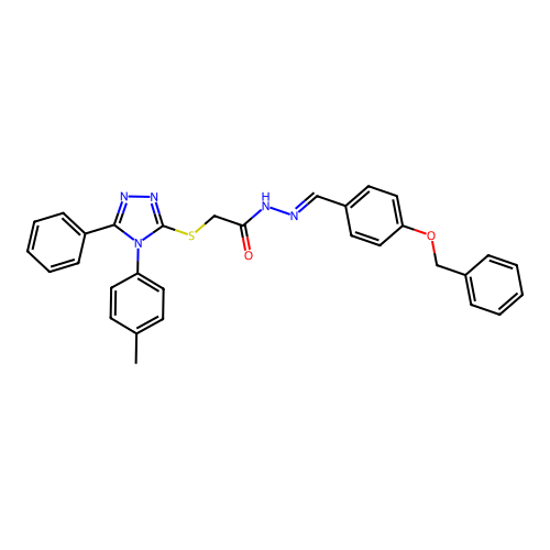 N'-{(E)-[4-(benzyloxy)phenyl]methylidene}-2-{[4-(4-methylphenyl)-5-phenyl-4H-1,2,4-triazol-3-yl]sulfanyl}acetohydrazide structure