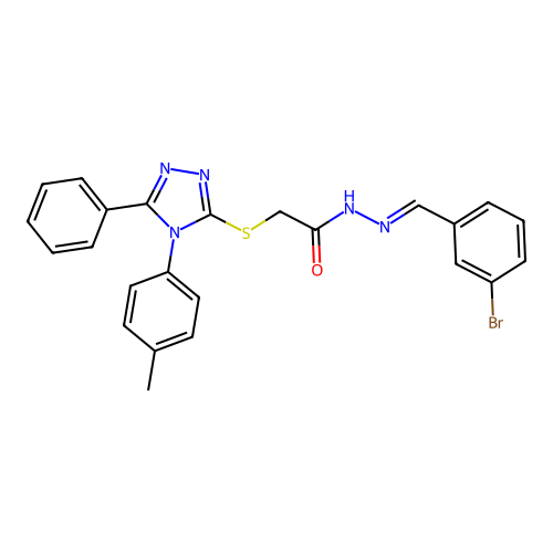 N'-[(E)-(3-bromophenyl)methylidene]-2-{[4-(4-methylphenyl)-5-phenyl-4H-1,2,4-triazol-3-yl]sulfanyl}acetohydrazide structure