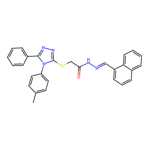 2-{[4-(4-methylphenyl)-5-phenyl-4H-1,2,4-triazol-3-yl]sulfanyl}-N'-[(E)-naphthalen-1-ylmethylidene]acetohydrazide structure