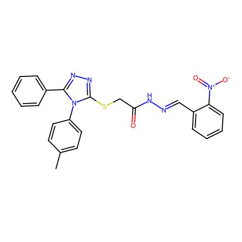 2-{[4-(4-methylphenyl)-5-phenyl-4H-1,2,4-triazol-3-yl]sulfanyl}-N'-[(E)-(2-nitrophenyl)methylidene]acetohydrazide structure