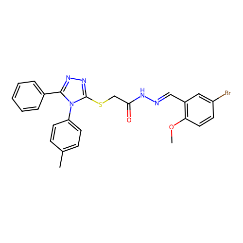 N'-[(E)-(5-bromo-2-methoxyphenyl)methylidene]-2-{[4-(4-methylphenyl)-5-phenyl-4H-1,2,4-triazol-3-yl]sulfanyl}acetohydrazide structure