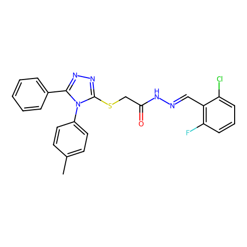 N'-[(E)-(2-chloro-6-fluorophenyl)methylidene]-2-{[4-(4-methylphenyl)-5-phenyl-4H-1,2,4-triazol-3-yl]sulfanyl}acetohydrazide structure