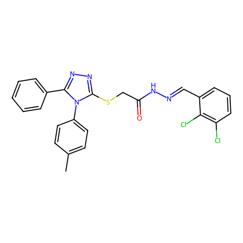 N'-[(E)-(2,3-dichlorophenyl)methylidene]-2-{[4-(4-methylphenyl)-5-phenyl-4H-1,2,4-triazol-3-yl]sulfanyl}acetohydrazide structure