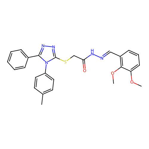 N'-[(E)-(2,3-dimethoxyphenyl)methylidene]-2-{[4-(4-methylphenyl)-5-phenyl-4H-1,2,4-triazol-3-yl]sulfanyl}acetohydrazide structure