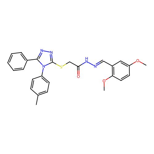 N'-[(E)-(2,5-dimethoxyphenyl)methylidene]-2-{[4-(4-methylphenyl)-5-phenyl-4H-1,2,4-triazol-3-yl]sulfanyl}acetohydrazide structure