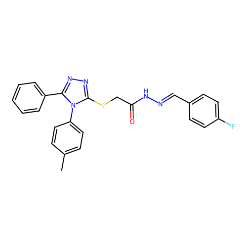 N'-[(E)-(4-fluorophenyl)methylidene]-2-{[4-(4-methylphenyl)-5-phenyl-4H-1,2,4-triazol-3-yl]sulfanyl}acetohydrazide structure