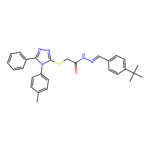 N'-[(E)-(4-tert-butylphenyl)methylidene]-2-{[4-(4-methylphenyl)-5-phenyl-4H-1,2,4-triazol-3-yl]sulfanyl}acetohydrazide structure