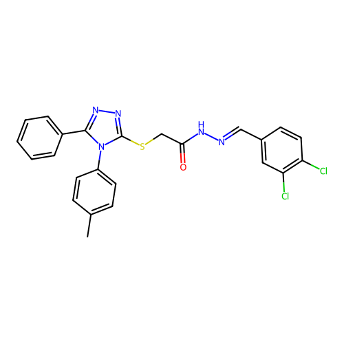 N'-[(E)-(3,4-dichlorophenyl)methylidene]-2-{[4-(4-methylphenyl)-5-phenyl-4H-1,2,4-triazol-3-yl]sulfanyl}acetohydrazide structure