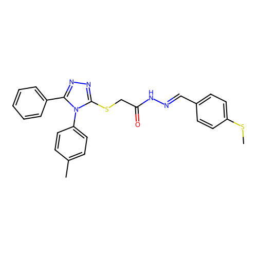 2-{[4-(4-methylphenyl)-5-phenyl-4H-1,2,4-triazol-3-yl]sulfanyl}-N'-{(E)-[4-(methylsulfanyl)phenyl]methylidene}acetohydrazide structure