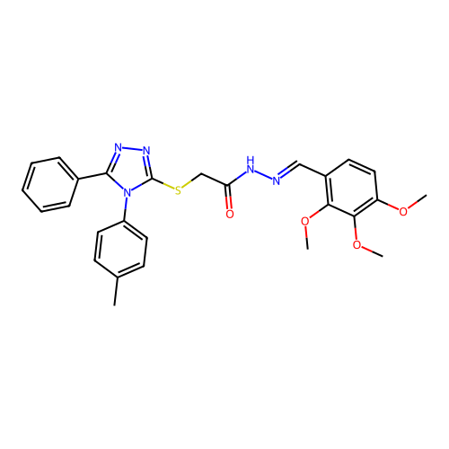 2-{[4-(4-methylphenyl)-5-phenyl-4H-1,2,4-triazol-3-yl]sulfanyl}-N'-[(E)-(2,3,4-trimethoxyphenyl)methylidene]acetohydrazide structure