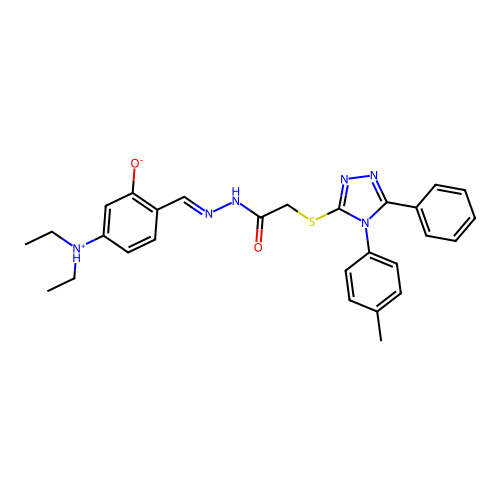 5-(diethylazaniumyl)-2-[(E)-[[2-[[4-(4-methylphenyl)-5-phenyl-1,2,4-triazol-3-yl]sulfanyl]acetyl]hydrazinylidene]methyl]phenolate structure