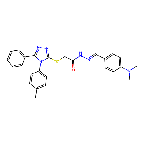 N'-{(E)-[4-(dimethylamino)phenyl]methylidene}-2-{[4-(4-methylphenyl)-5-phenyl-4H-1,2,4-triazol-3-yl]sulfanyl}acetohydrazide structure