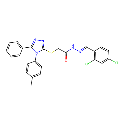 N'-[(E)-(2,4-dichlorophenyl)methylidene]-2-{[4-(4-methylphenyl)-5-phenyl-4H-1,2,4-triazol-3-yl]sulfanyl}acetohydrazide structure