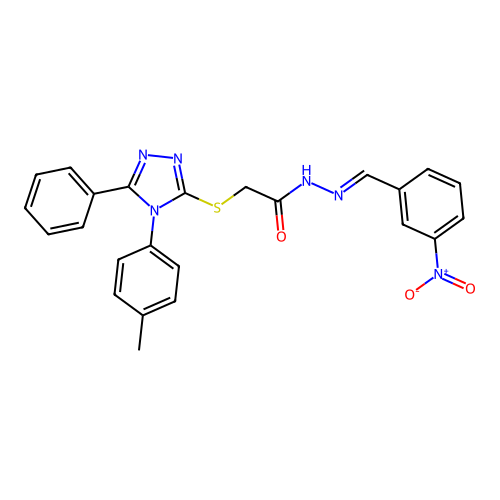 2-{[4-(4-methylphenyl)-5-phenyl-4H-1,2,4-triazol-3-yl]sulfanyl}-N'-[(E)-(3-nitrophenyl)methylidene]acetohydrazide structure