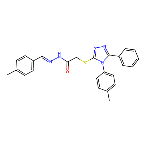 N'-[(E)-(4-methylphenyl)methylidene]-2-{[4-(4-methylphenyl)-5-phenyl-4H-1,2,4-triazol-3-yl]sulfanyl}acetohydrazide structure