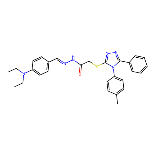 N'-{(E)-[4-(diethylamino)phenyl]methylidene}-2-{[4-(4-methylphenyl)-5-phenyl-4H-1,2,4-triazol-3-yl]sulfanyl}acetohydrazide structure
