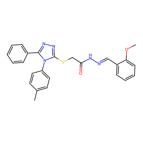 N'-[(E)-(2-methoxyphenyl)methylidene]-2-{[4-(4-methylphenyl)-5-phenyl-4H-1,2,4-triazol-3-yl]sulfanyl}acetohydrazide structure