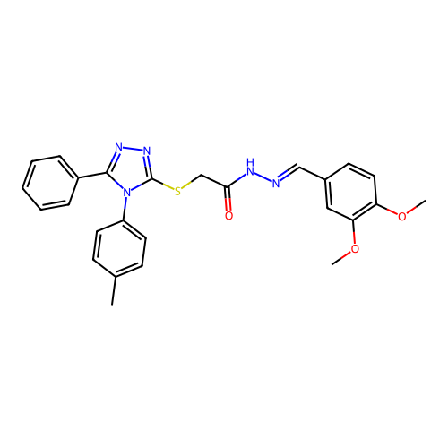 N'-[(E)-(3,4-dimethoxyphenyl)methylidene]-2-{[4-(4-methylphenyl)-5-phenyl-4H-1,2,4-triazol-3-yl]sulfanyl}acetohydrazide structure