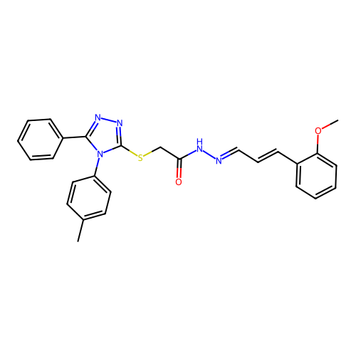 N'-[(1E,2E)-3-(2-methoxyphenyl)prop-2-en-1-ylidene]-2-{[4-(4-methylphenyl)-5-phenyl-4H-1,2,4-triazol-3-yl]sulfanyl}acetohydrazide structure