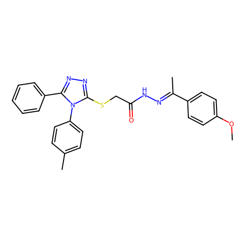 N'-[(1E)-1-(4-methoxyphenyl)ethylidene]-2-{[4-(4-methylphenyl)-5-phenyl-4H-1,2,4-triazol-3-yl]sulfanyl}acetohydrazide structure