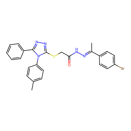 N'-[(1E)-1-(4-bromophenyl)ethylidene]-2-{[4-(4-methylphenyl)-5-phenyl-4H-1,2,4-triazol-3-yl]sulfanyl}acetohydrazide structure