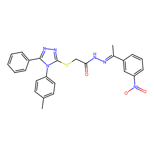 2-{[4-(4-methylphenyl)-5-phenyl-4H-1,2,4-triazol-3-yl]sulfanyl}-N'-[(1E)-1-(3-nitrophenyl)ethylidene]acetohydrazide structure