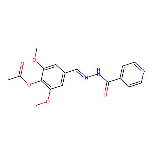 2,6-dimethoxy-4-{(E)-[2-(pyridin-4-ylcarbonyl)hydrazinylidene]methyl}phenyl acetate structure
