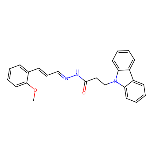 3-(9H-carbazol-9-yl)-N'-[(1E,2E)-3-(2-methoxyphenyl)prop-2-en-1-ylidene]propanehydrazide structure