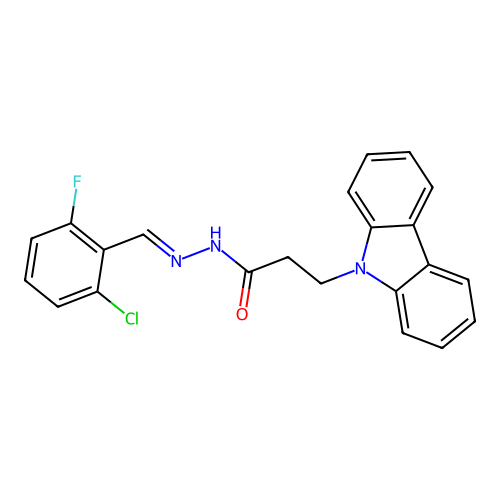 (E)-3-(9H-carbazol-9-yl)-N'-(2-chloro-6-fluorobenzylidene)propanehydrazide structure