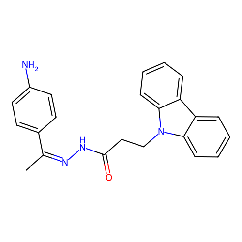 (Z)-N'-(1-(4-aminophenyl)ethylidene)-3-(9H-carbazol-9-yl)propanehydrazide structure
